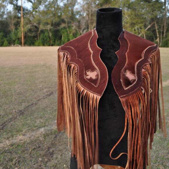 🤎 Handcrafted Leather Fringe – Longhorn shawl - Picture 2 of 4